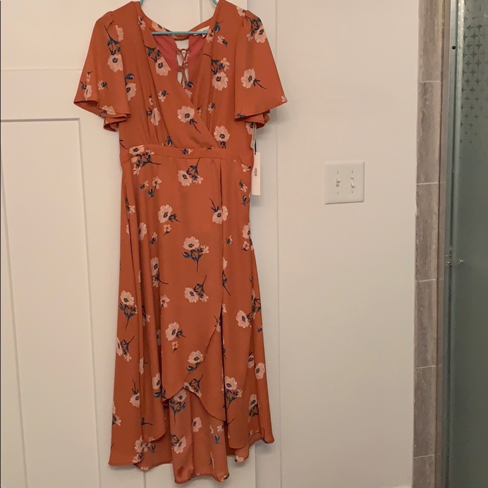 June and Hudson Pink Floral Flowy Dress